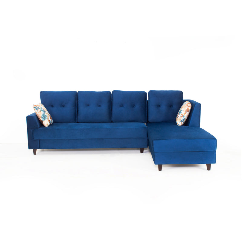 Zurich 5-Seater Velvet Sofa Set In Blue Colour
