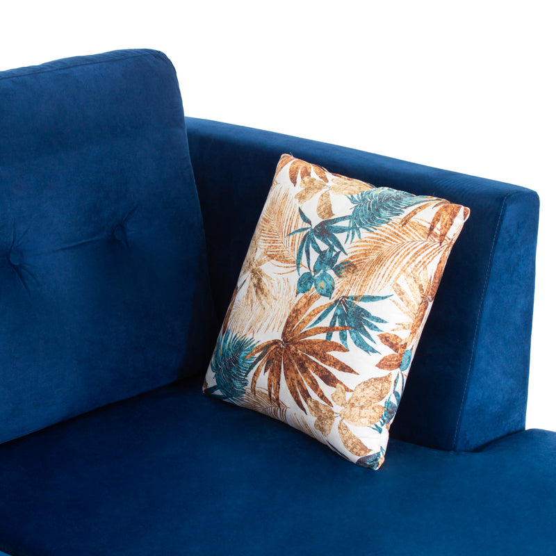 Zurich 5-Seater Velvet Sofa Set In Blue Colour