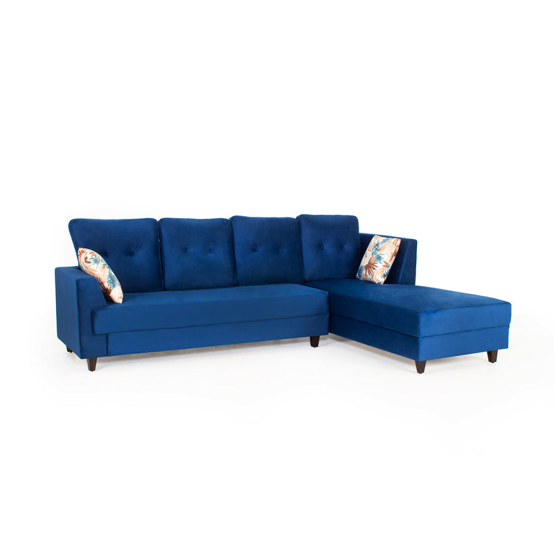 Zurich 5-Seater Velvet Sofa Set In Blue Colour