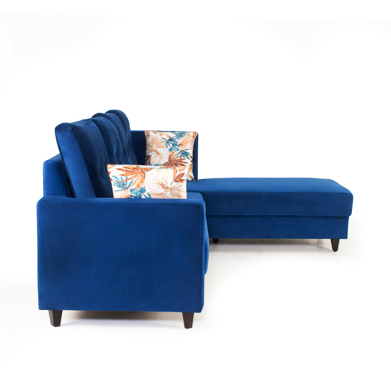 Zurich 5-Seater Velvet Sofa Set In Blue Colour